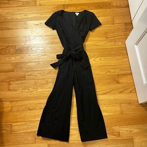 J. Crew Black Cotton Eyelet Jumpsuit with Belt